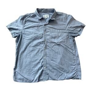 American Eagle button up, short sleeve shirt, Size XXL, Light Blue; 100% Cotton